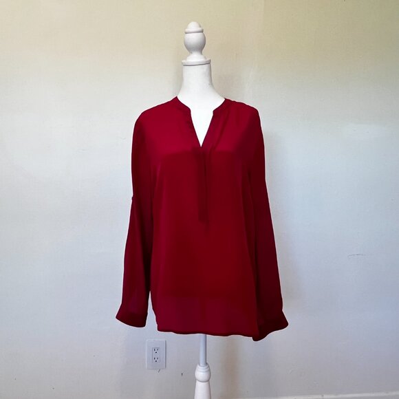Banana Republic 100% Silk Blouse Oxblood Red Luxe Minimalist Capsule Wardrobe - Picture 2 of 11